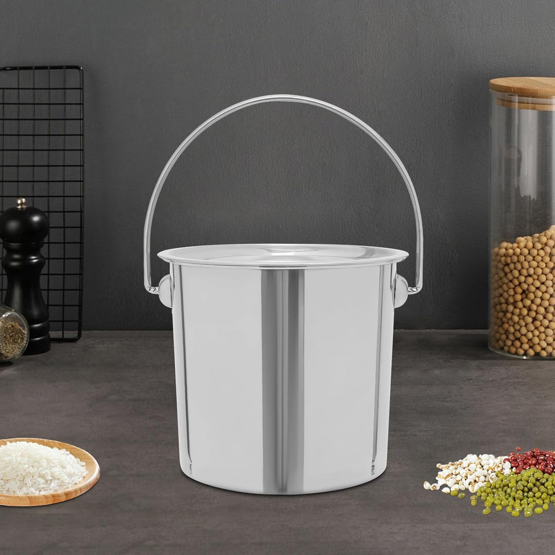 6L Edelstahl-Kücheneimer mit Deckel, Milchkanne mit Grossem Fassungsvermögen Versiegeltem – Verstärk