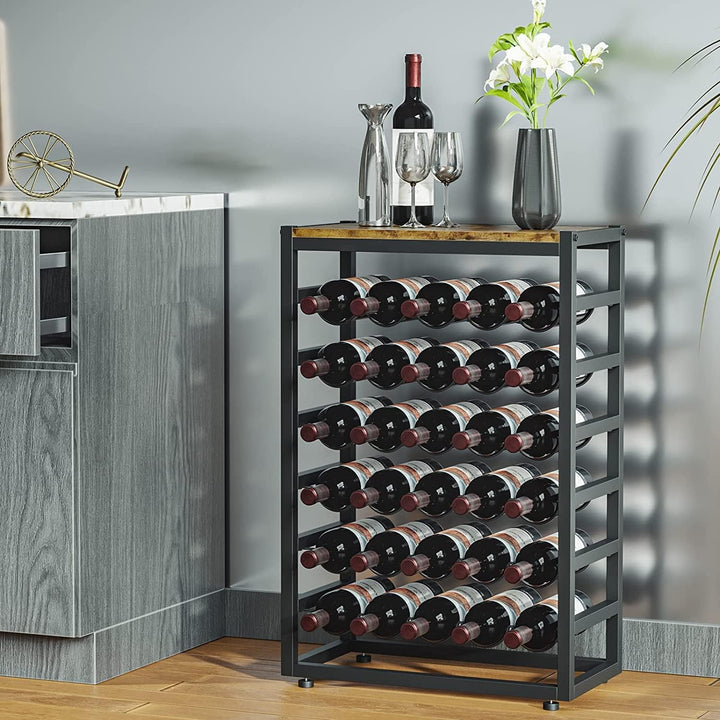 Dripex Weinregal für 30 Flaschen, Flaschenregal mit 6 Etagen, Vintage Weinständer Metall für Keller,