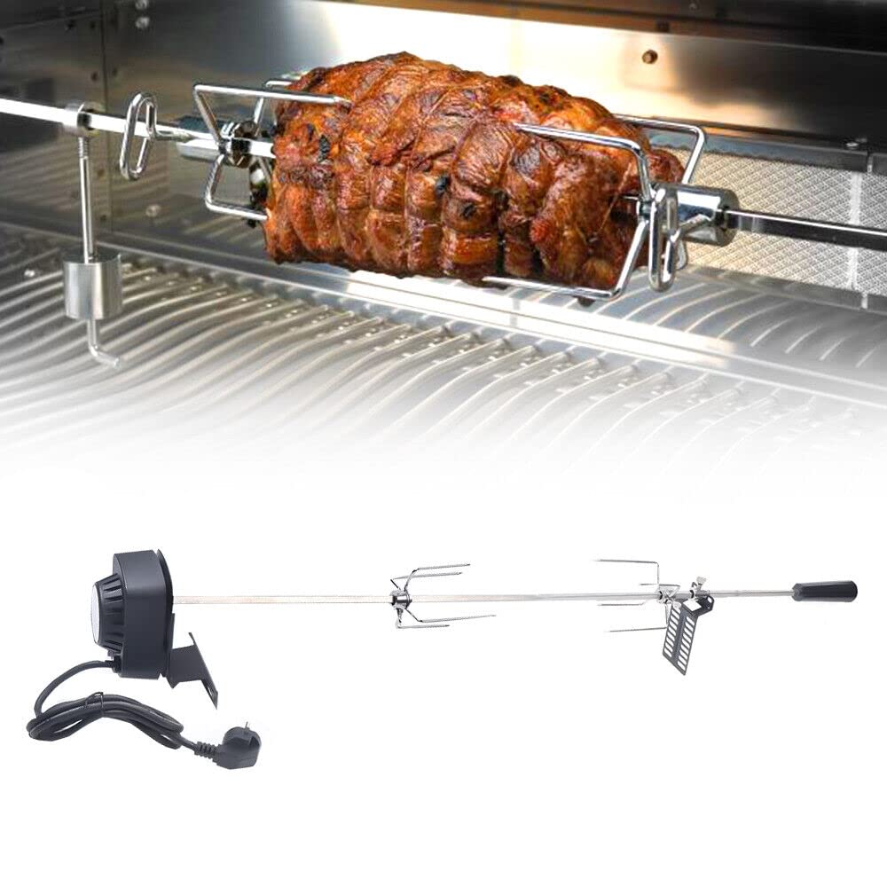 BBQ Grillspiess Edelstahl Motor Drehspiess geeignet für gleichmässiges Grillen von Fleisch und Gemüs