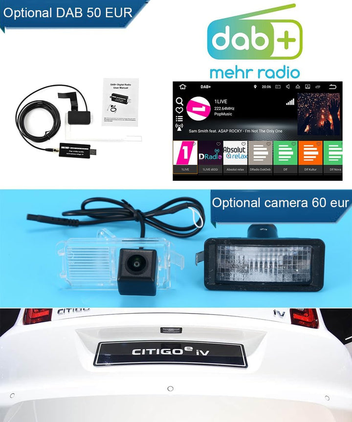 Autoradio mit GPS Navi + AHD Rückfahrkamera für VW UP! e-up! e-Load Up 121 122 123 BL1 BL2 BL3/Seat