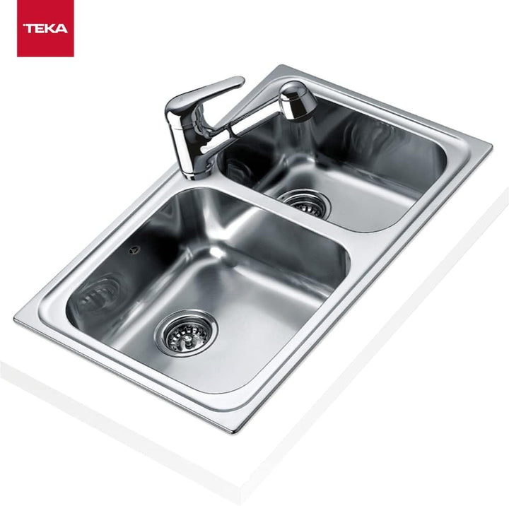 CLASSIC 2C 80 1Ø Fregadero inox 2 cubetas, 190mm, Øgrifo, Mueble 80