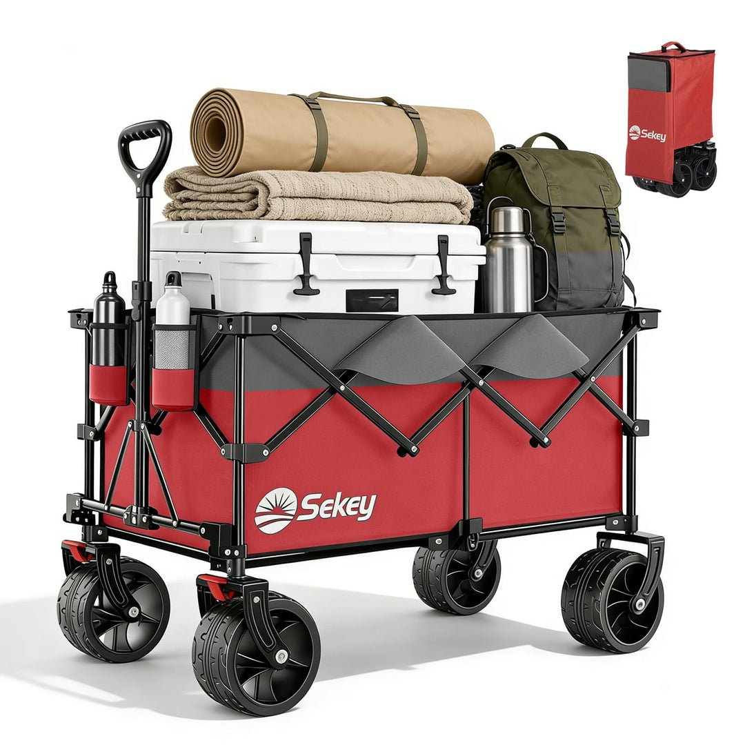 Sekey XXL Plus Bollerwagen Faltbar 200L 200KG Belastbar, Faltbollerwagen mit Extra Breite 17x10 cm A