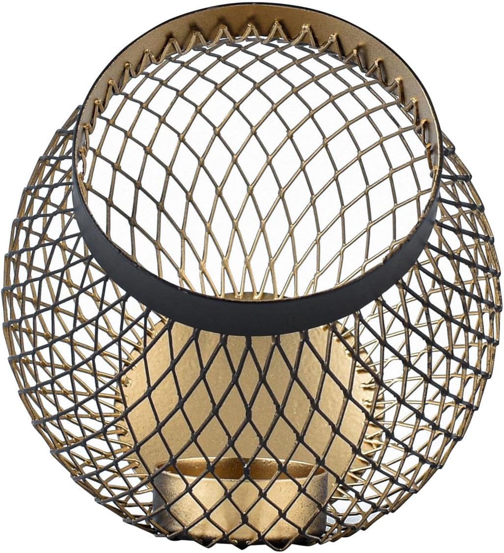 Marrakesch 2er Set Orientalische Deko Teelichthalter rund aus Metall 14cm gross schwarz Gold | Kerze
