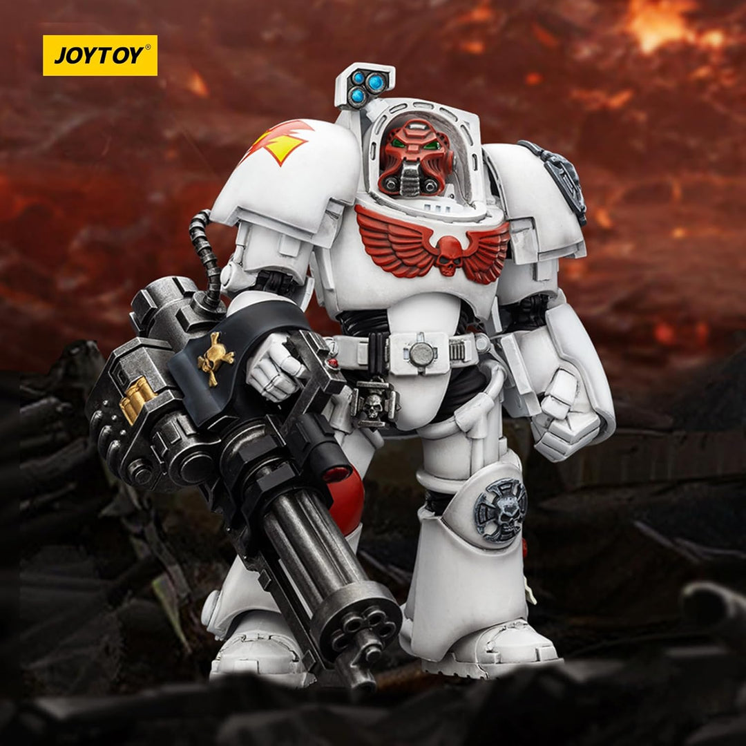 JOYTOY Warhammer 40K White Scars Terminator 3 with Power Fist and Assault Cannon 1/18 Action Figur，S