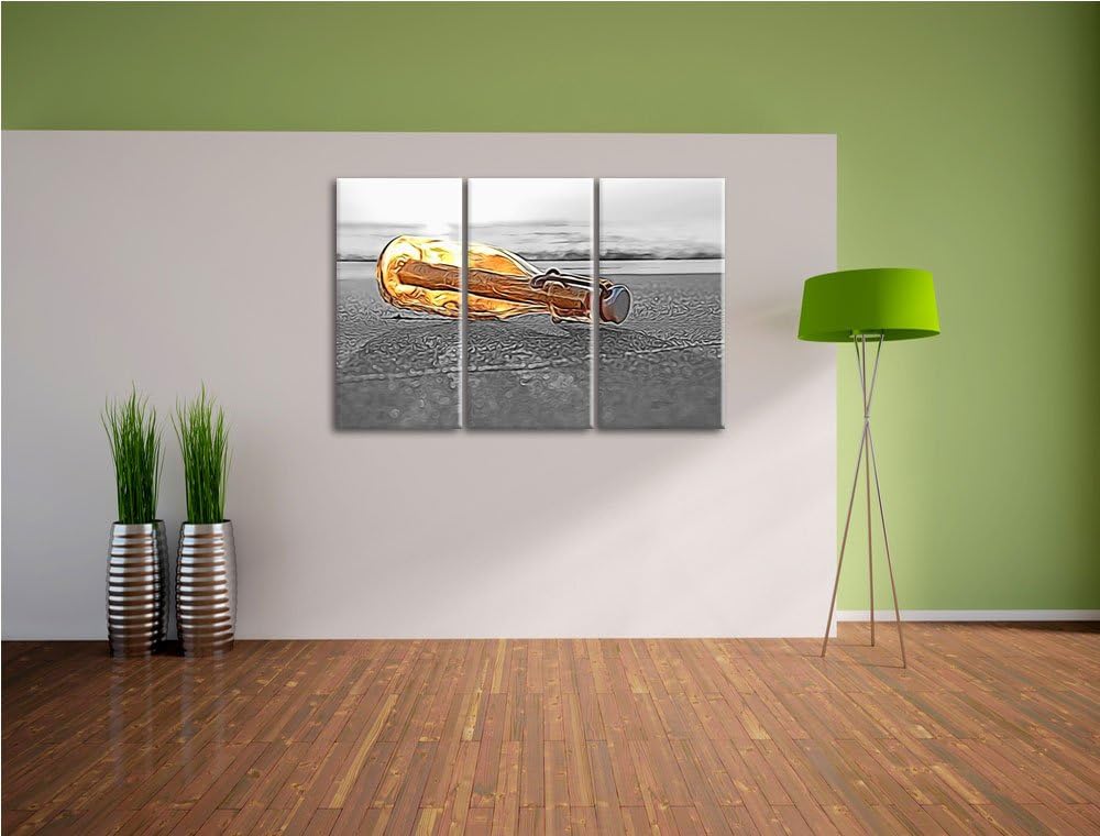 schöne Flaschenpost im Sonnenschein3-Teiler Leinwandbild 120x80 Bild auf Leinwand, XXL riesige Bilde