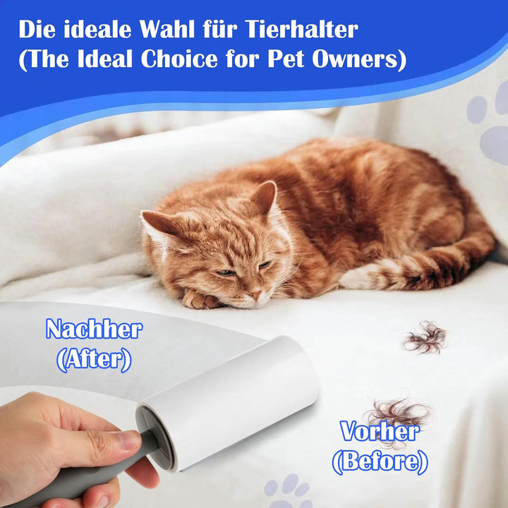 4 Stück Fusselrolle Tierhaare mit 1440 Blatt und 4 Abrollern | 24 Rollen, 1440 Blatt, 4 Abroller, St