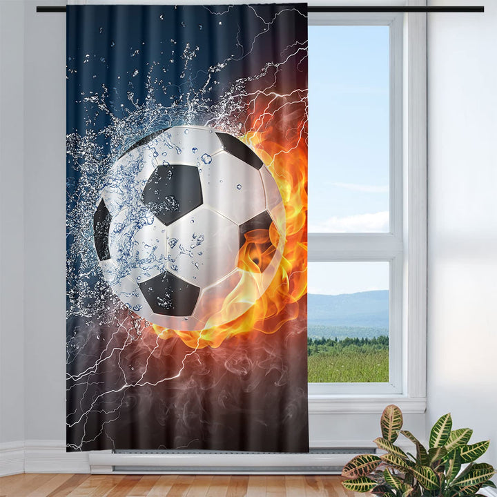 Violetpos Vorhänge Gardinen für Wohnzimmer Schlafzimmer 1 Stück Fussball Flamme Feuer 135x225cm W/H