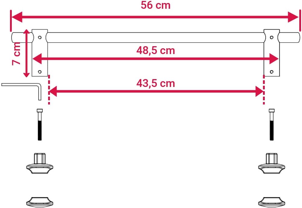 WITEN&NOCK Handtuchstange gerade für Design-Badheizkörper Ovalrohren Handtuchhalter Heizungszubehör
