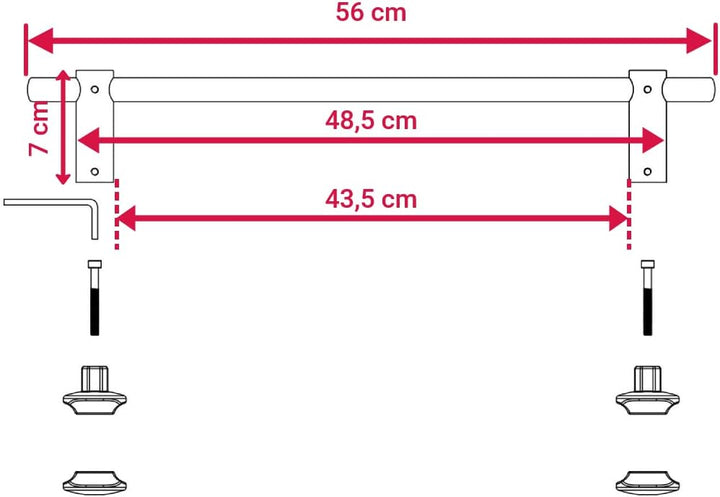 WITEN&NOCK Handtuchstange gerade für Design-Badheizkörper Ovalrohren Handtuchhalter Heizungszubehör