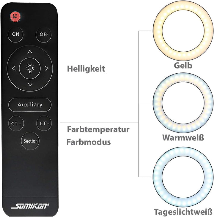 Somikon Videoleuchte: XL-LED-Ringlicht mit Smartphone-Halter, Ø 46 cm, USB-Port, dimmbar (LED Ringle