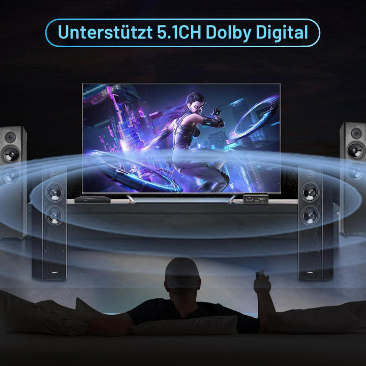 HDMI 2.0 Audio Extractor 4K 60Hz PS5 1080P 120Hz 4:4:4 HDCP 2.2 18 Gbit/s D-olby Vision HDR DE-Embed