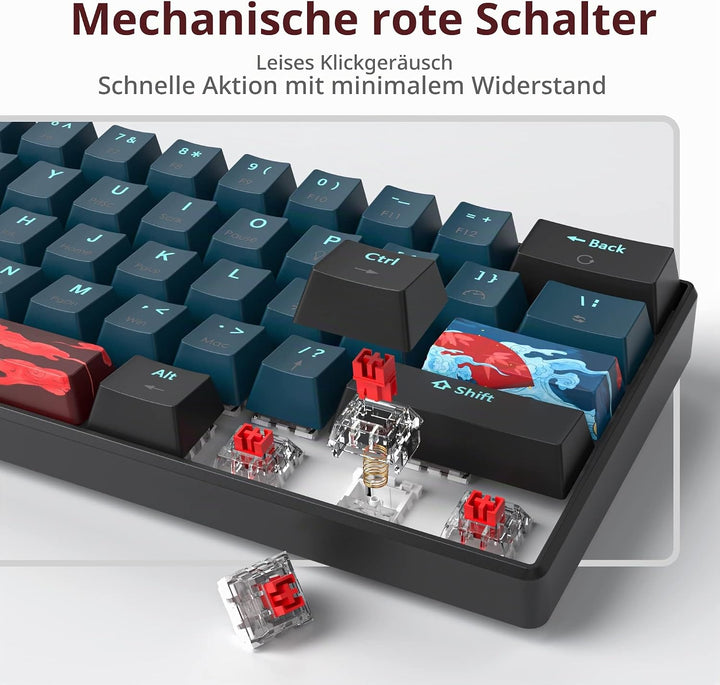 SOLIDEE mechanische gaming tastatur 60 prozent,61 Tasten kompakte mechanische tastatur RGB Hintergru