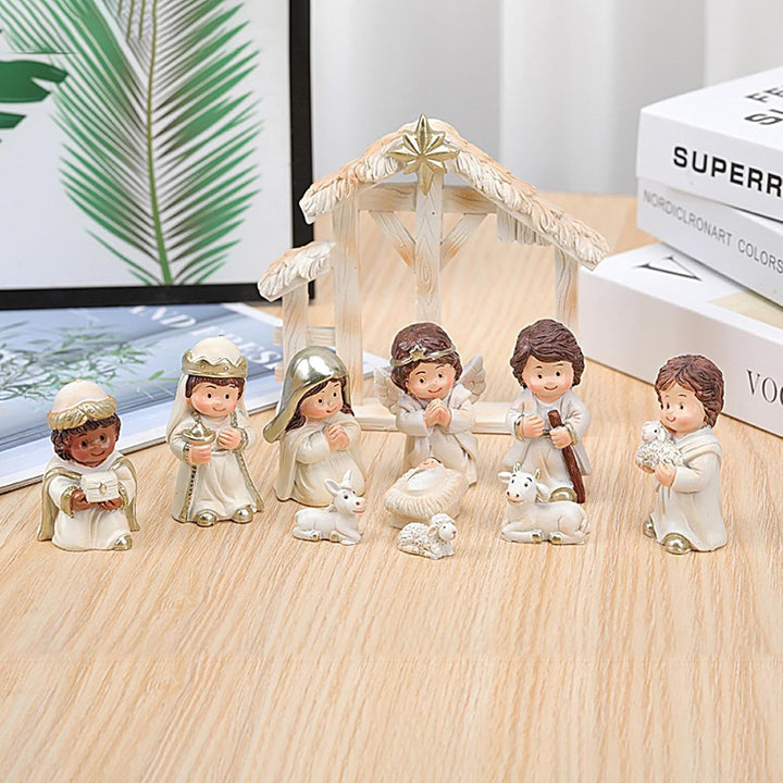 Kleine Krippenfiguren-Set, Weihnachtskrippen-Sets - Krippenfiguren-Set aus Kunstharz - 12X Jesus-Kri
