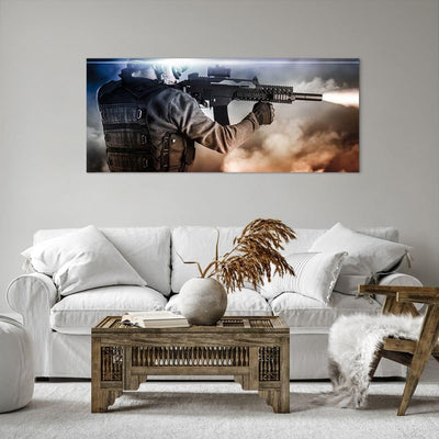 Wandbilder Dekoration Wohnzimmer Armee Soldat Shooter kugelsichere Weste Bilder auf Leinwand 120x50c