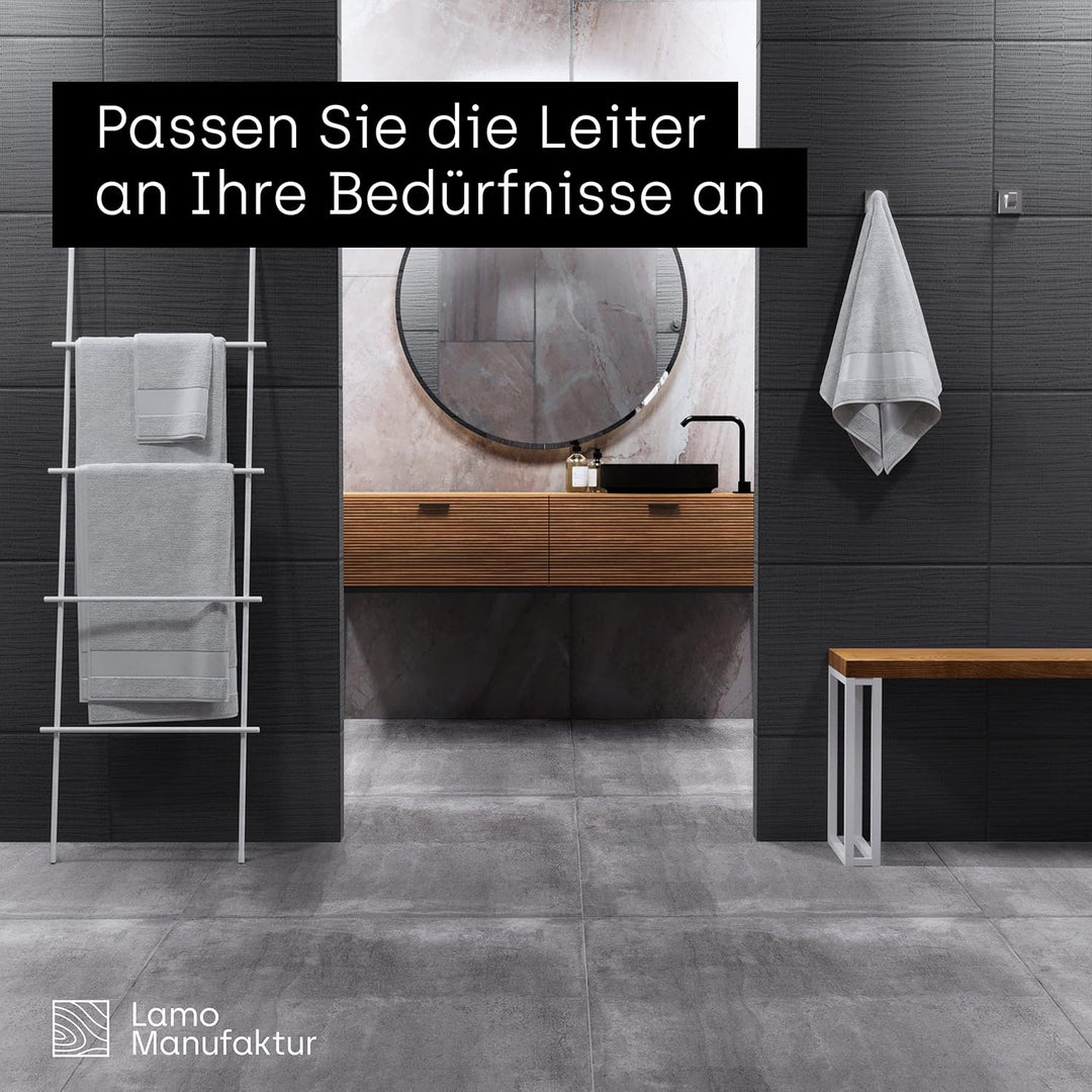 LAMO Manufaktur Handtuchleiter Handtuchhalter Zeitschriftenhalter Loft, 150x50 cm, Rohstahl mit Klar