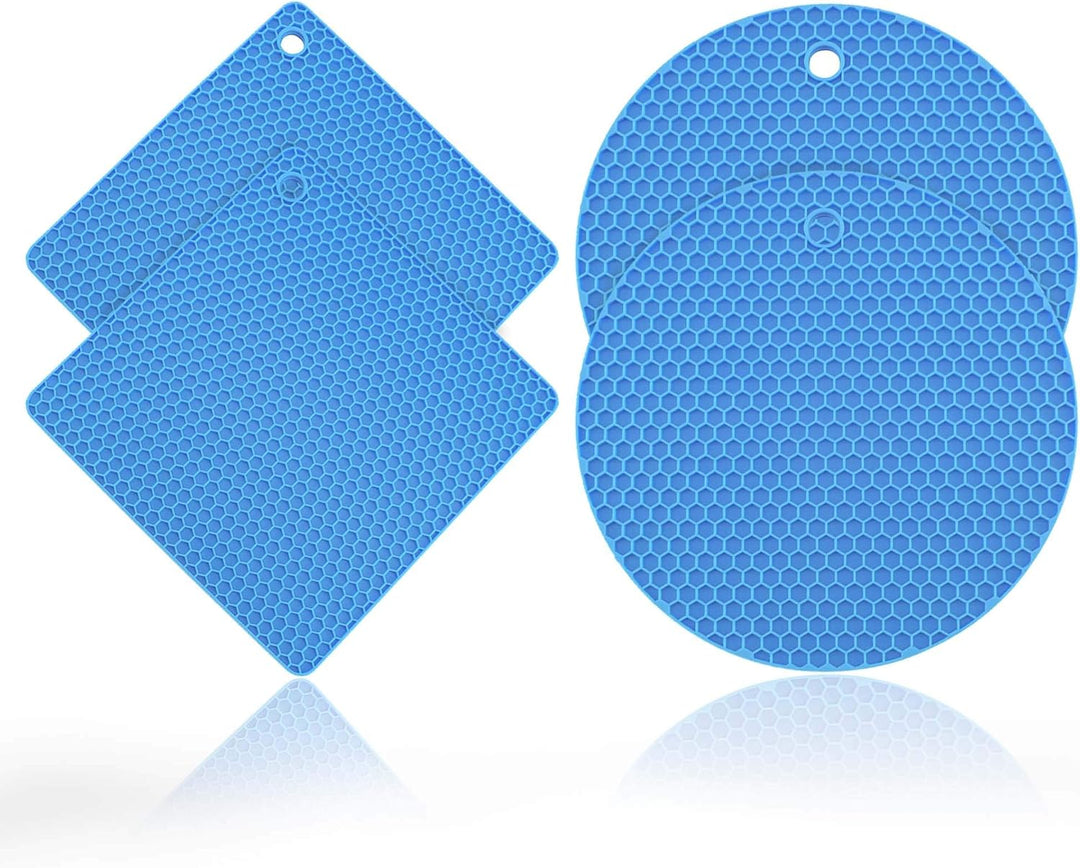 Kochblume Silikonuntersetzer Set, 4-teilig | 230°C hitzebeständig (hellblau), Hellblau