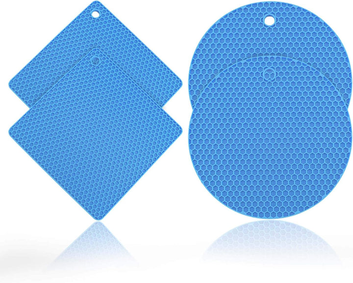 Kochblume Silikonuntersetzer Set, 4-teilig | 230°C hitzebeständig (hellblau), Hellblau