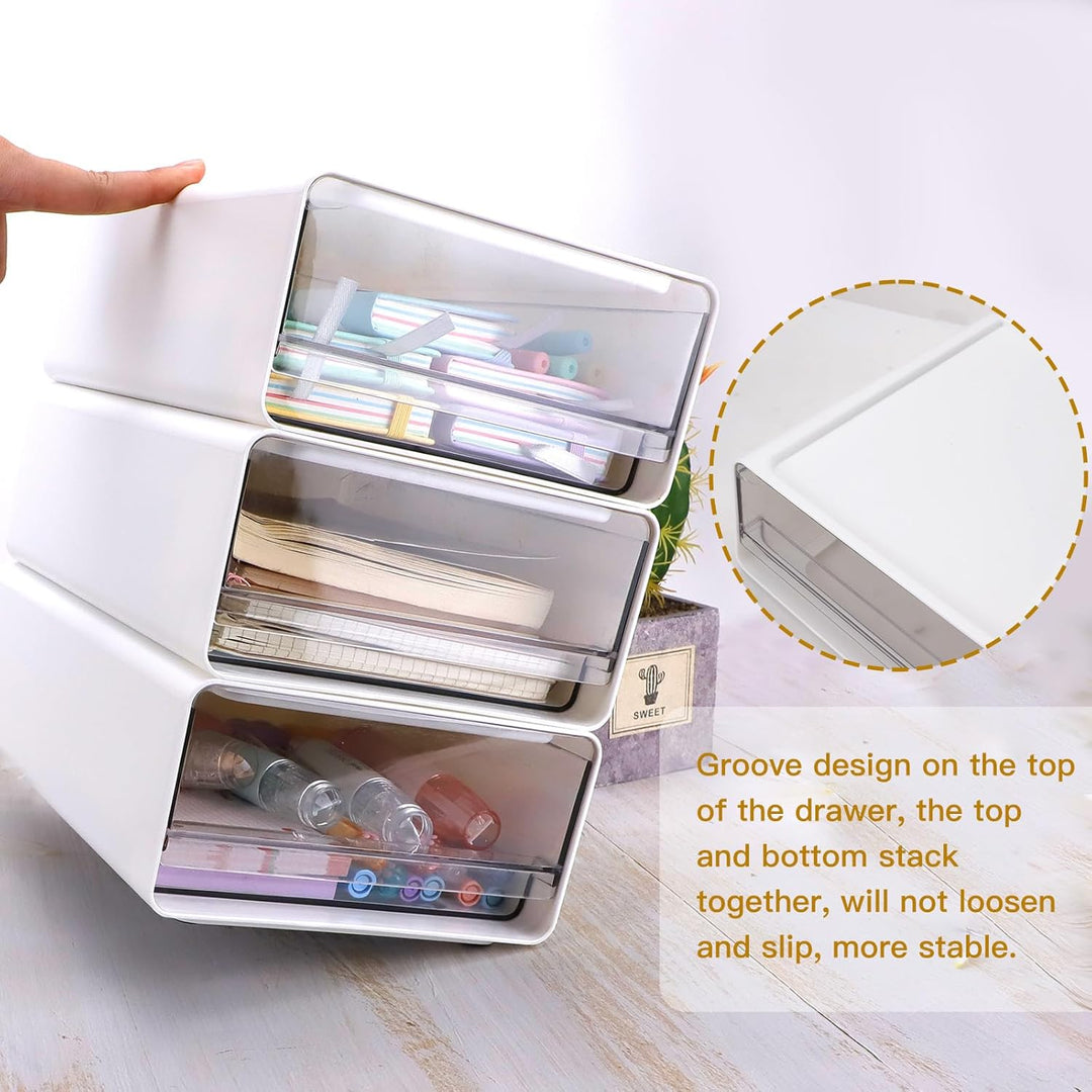 4Tier Stapelbarer Schreibtisch-Organisator mit Schubladen, Plastic Storage Drawer Units Compact Desk