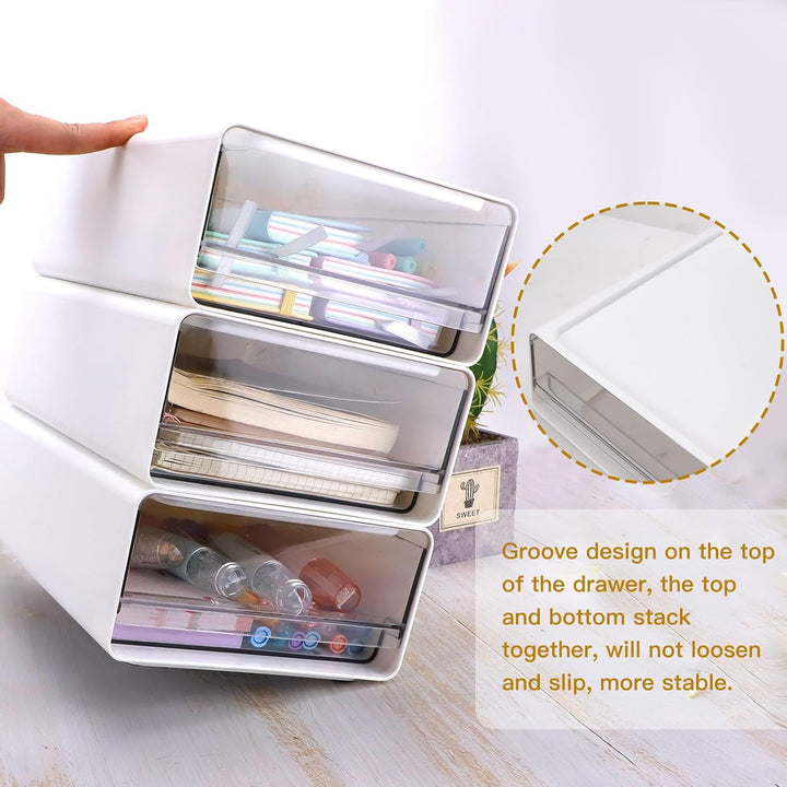 4Tier Stapelbarer Schreibtisch-Organisator mit Schubladen, Plastic Storage Drawer Units Compact Desk