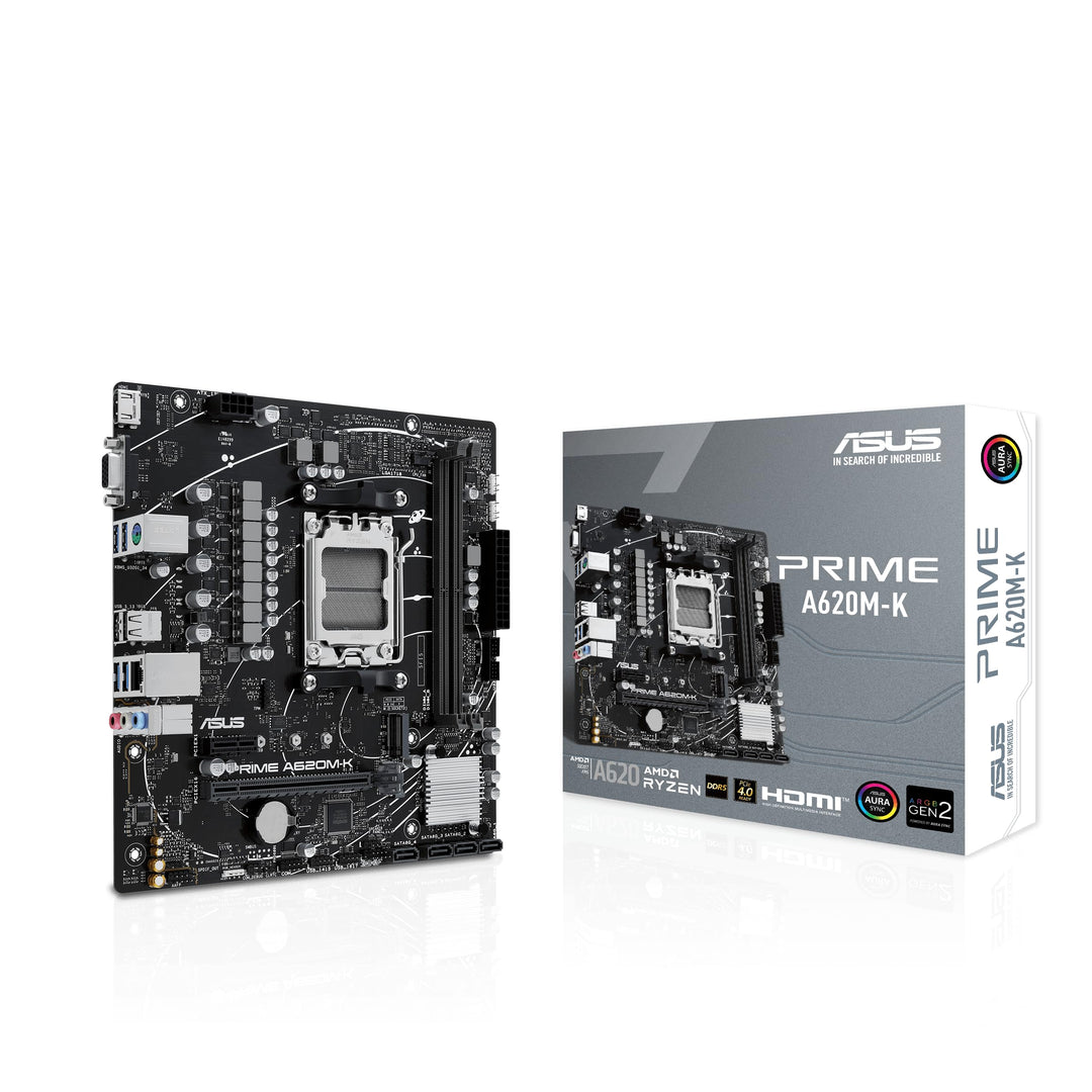 ASUS Prime A620M-K Mainboard Sockel AMD A620 (Ryzen 7000, Micro-ATX, DDR5 Speicher, PCIe 4.0, BIOS F