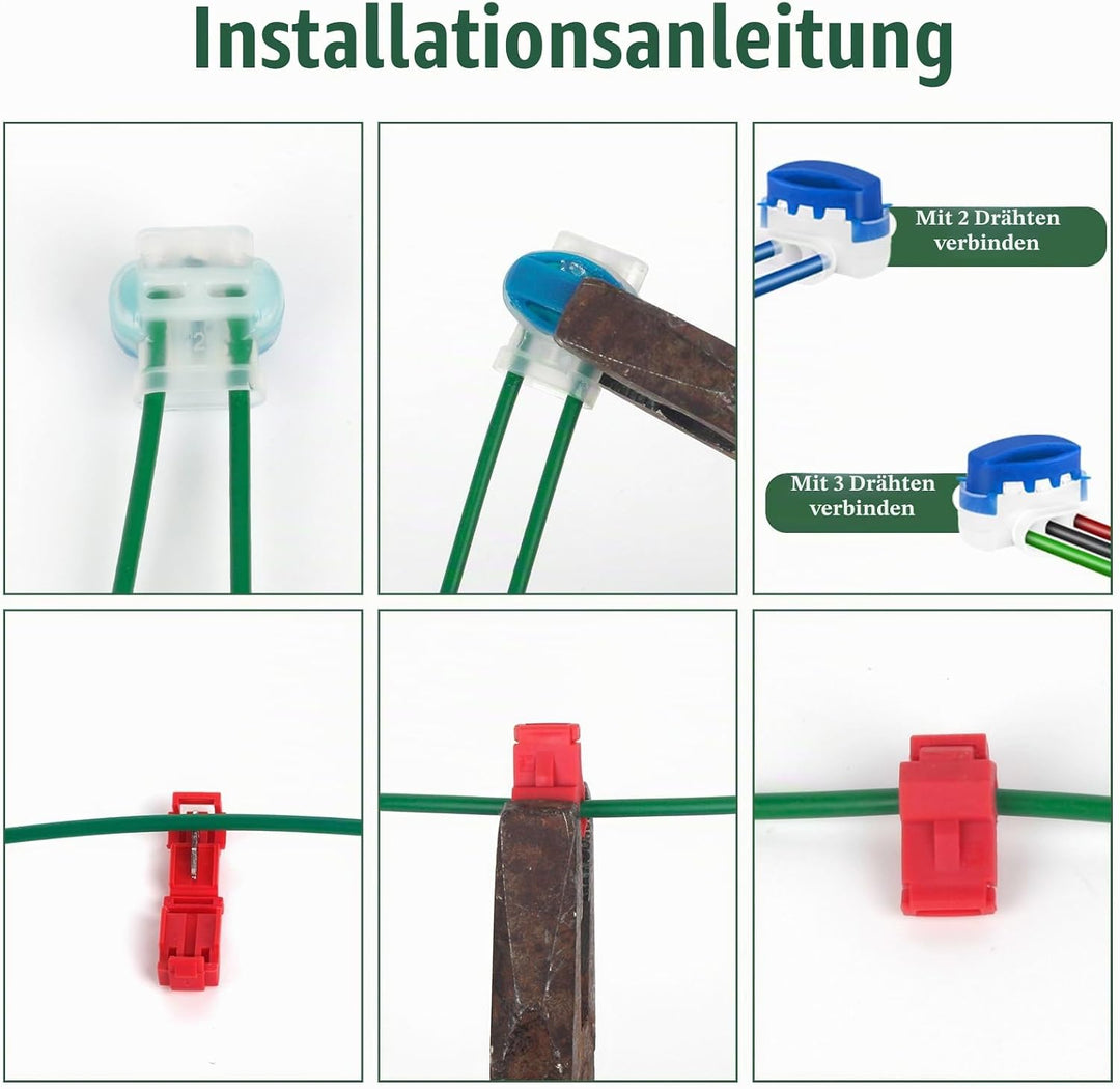 100m Begrenzungskabel Mähroboter + 50 Erdnägel + 10 Kabelverbinder Wasserdicht + 10 Abzweigverbinder