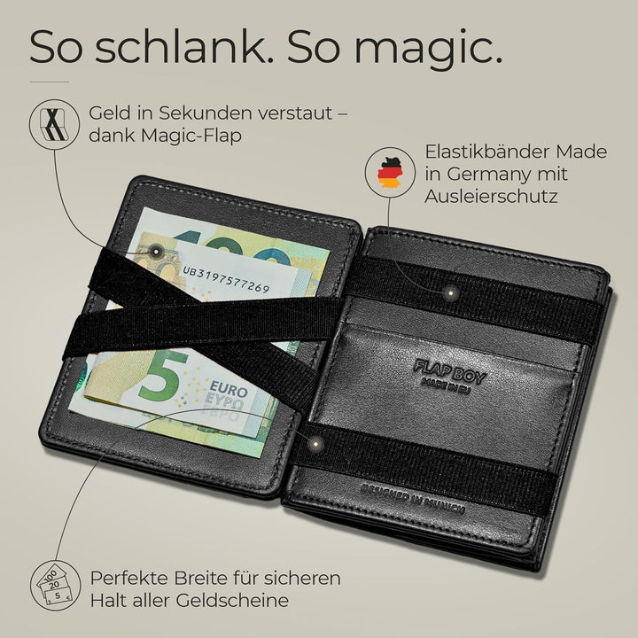 Jaimie Jacobs Flap Boy - Das Original - Magic Wallet mit Münzfach und RFID-Schutz Magischer Geldbeut