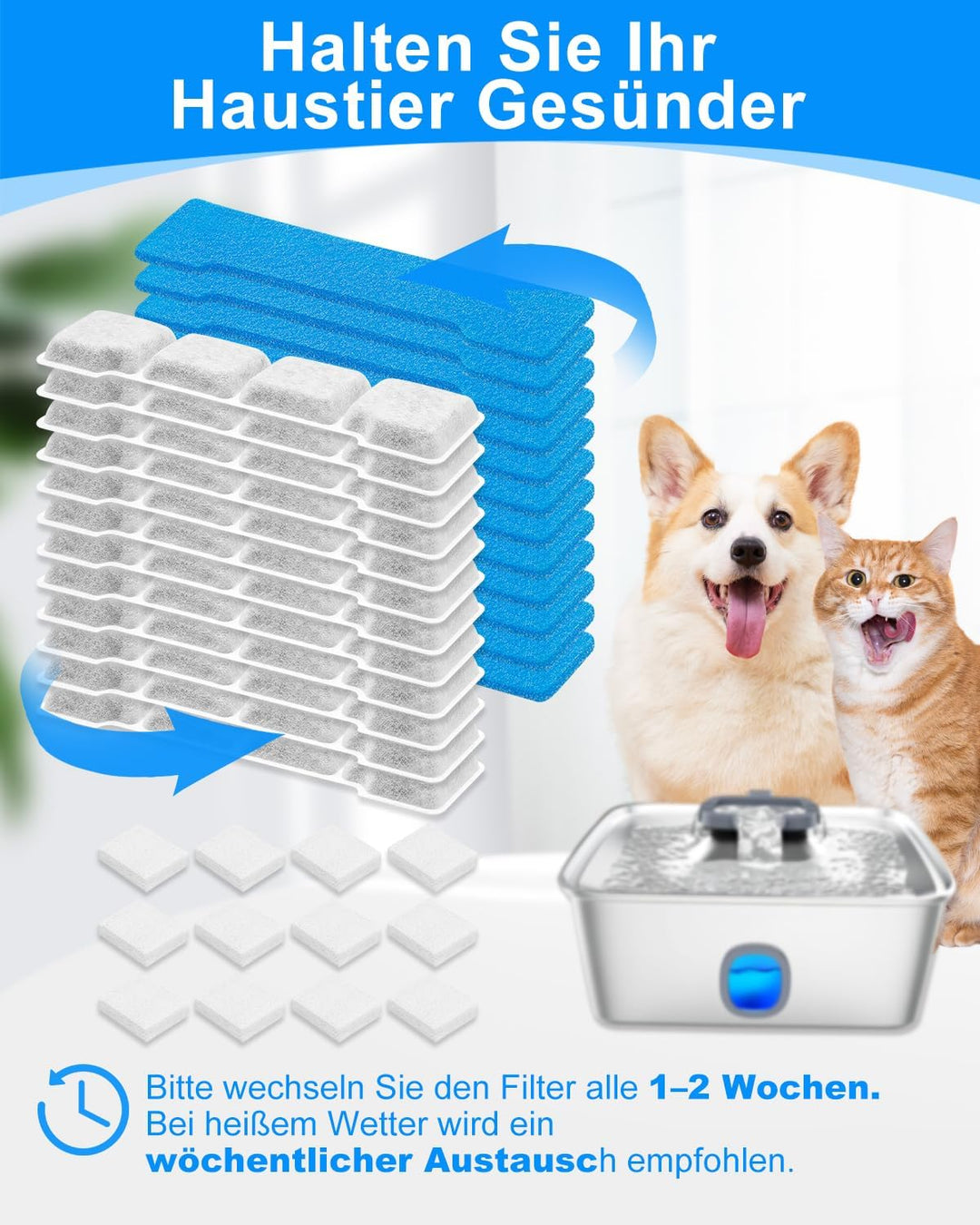 Haliya 12er-Set Ersatzfilter Katzenbrunnen Kompatibel mit SIBAYS & Kompatibel mit Kastty 15L/4Gal Tr