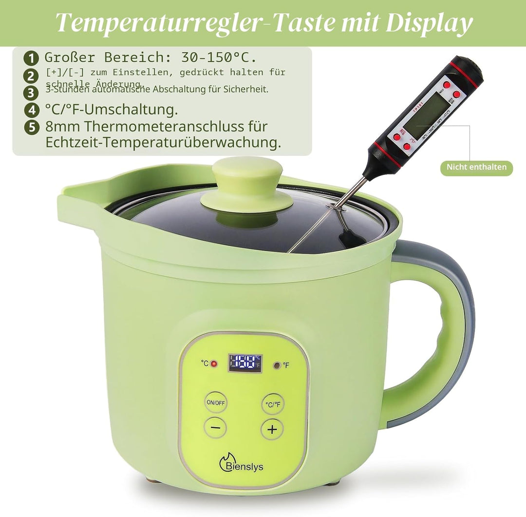 Elektrischer Wachsschmelzer 1,5 L mit präziser Temperaturregelung (30–150 °C), Antihaftbeschichtung