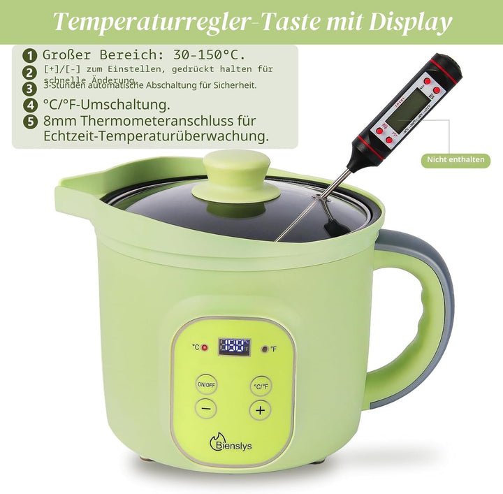 Elektrischer Wachsschmelzer 1,5 L mit präziser Temperaturregelung (30–150 °C), Antihaftbeschichtung
