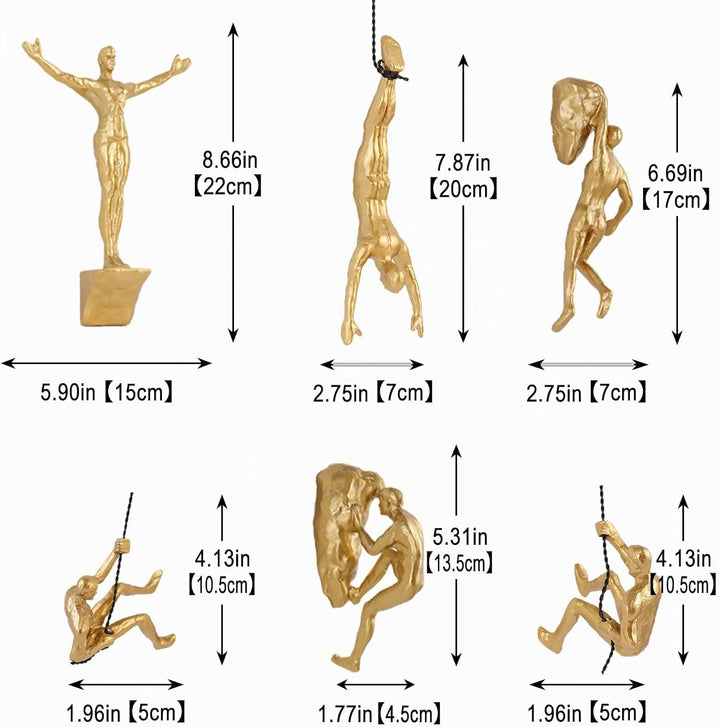 6er Set Kletterer Wanddeko Skulptur – Nordisch-Moderne Deko Figur, Einzigartige Kletternde Figur für