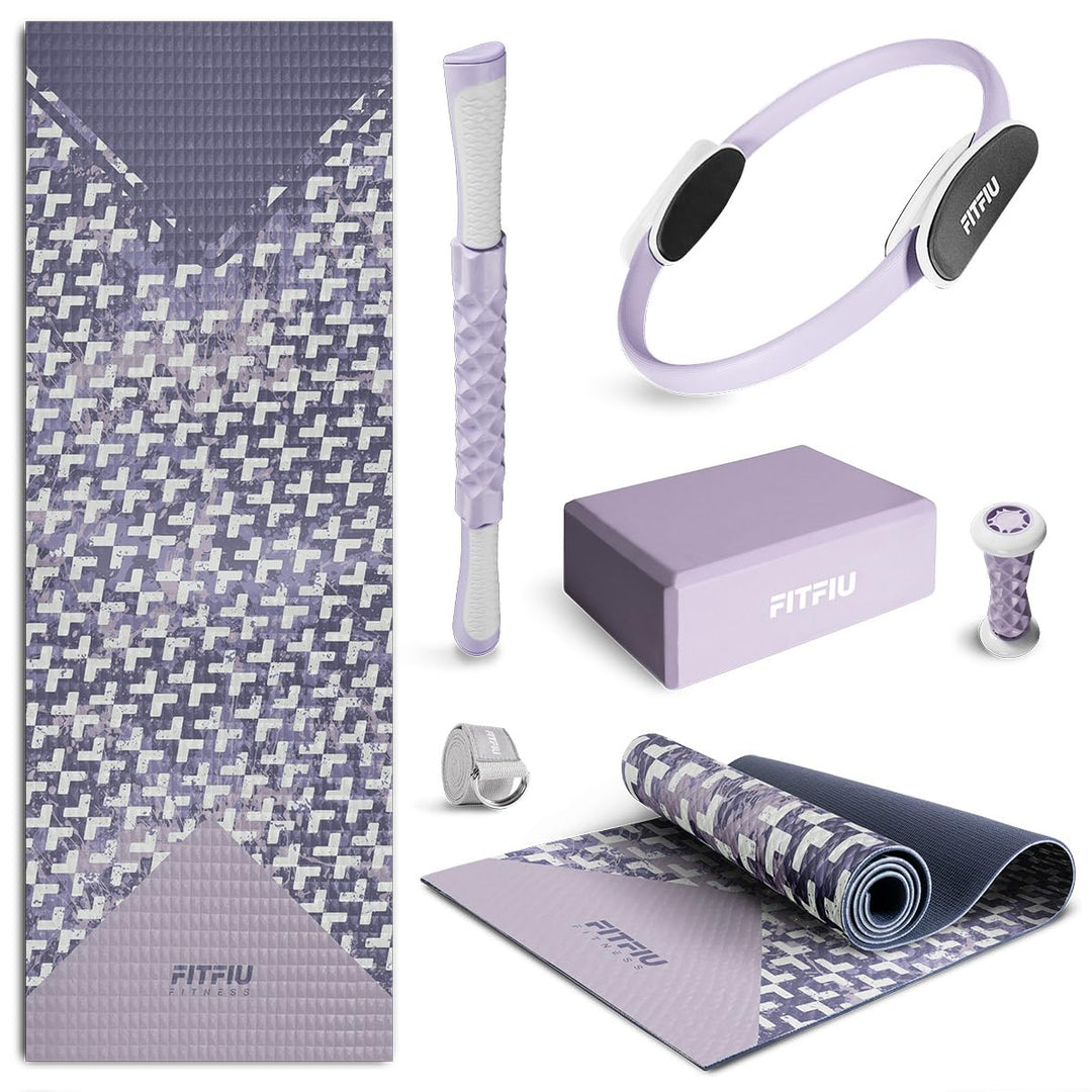 Fitfiu Set mit 6 Zubehörteilen für Yoga und Pilates, für Erwachsene, Unisex, 37,5 x 16,5 x 61,5 Viol