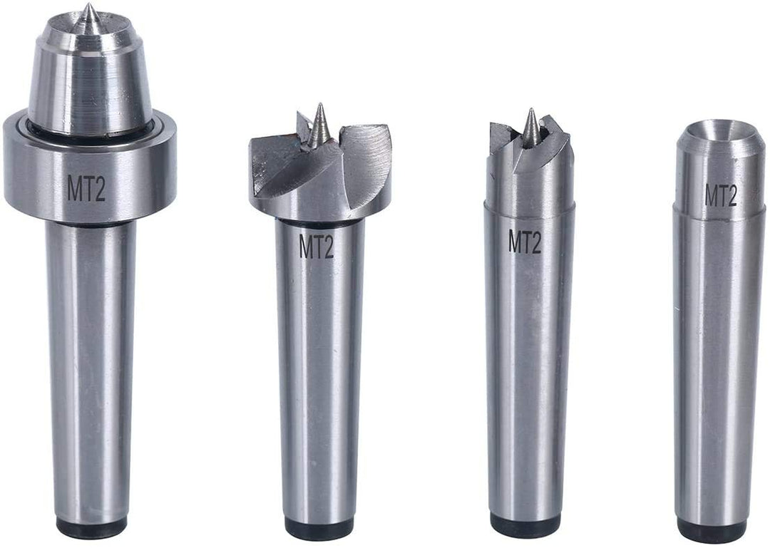 8MILELAKE MT2 Wood Lathe Center Set 4pcs Live Center Drive Spur Cup MT2 Arbor