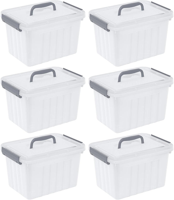 Parlynies 6er-Set Mini Aufbewahrungsbox aus Kunststoff mit Deckel, 3 Liter, Klar (3 L) UK, (3 L) UK