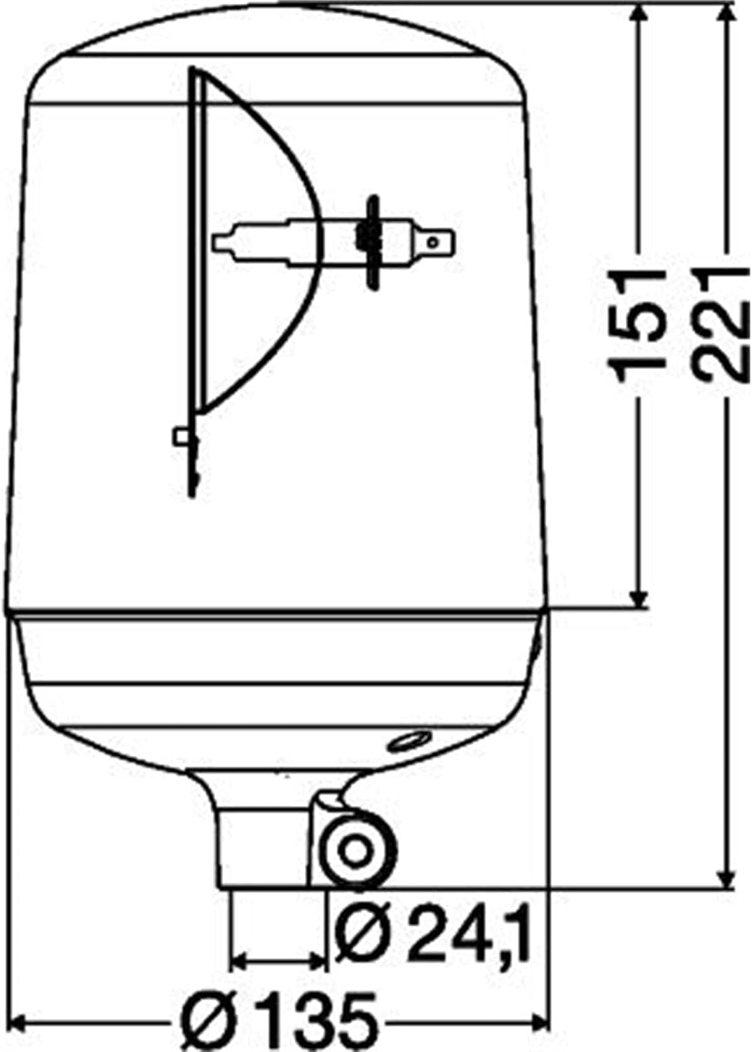 HELLA - Halogen-Rundumkennleuchte - KL 7000 - 24V - gelb - Rohrstutzen - Menge: 1 - 2RL 008 060-111
