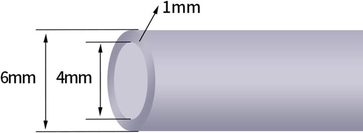 transparenter Silikonschlauch, Wasserschlauch, horizontaler Schlauch, OD 6 mm, ID 4 mm, Wandstärke 1
