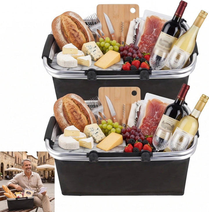 Einkaufskorb Faltbar, Einkaufskorb mit Kühlfunktion, Thermo als Picknickkorb,Tragekorb,Kühlbox Tragb