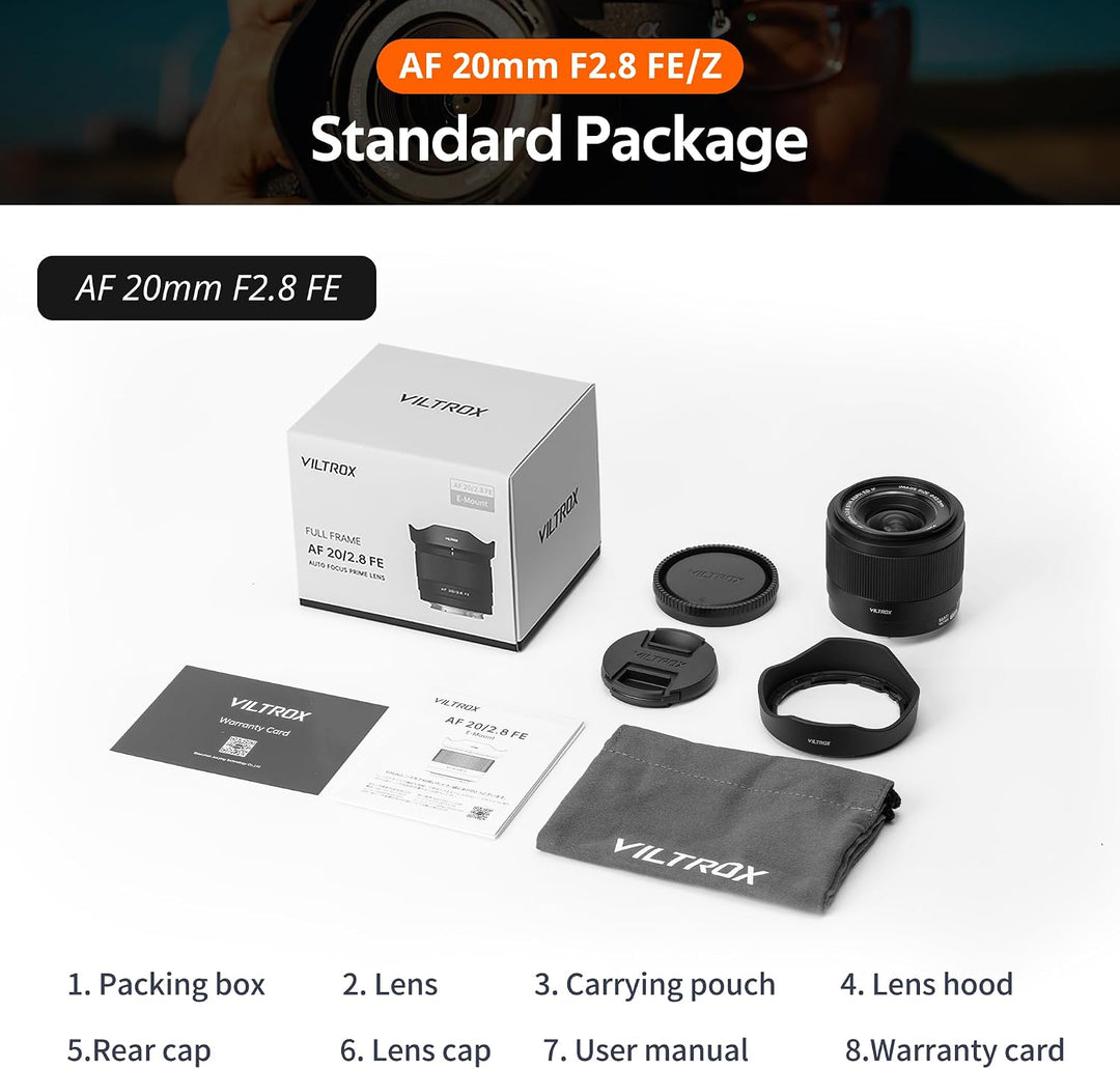 VILTROX AF 20mm F2.8 Air FE Objektiv für Sony E-Mount, 20mm f/2.8 Weitwinkel-Vollformat-Autofokusobj