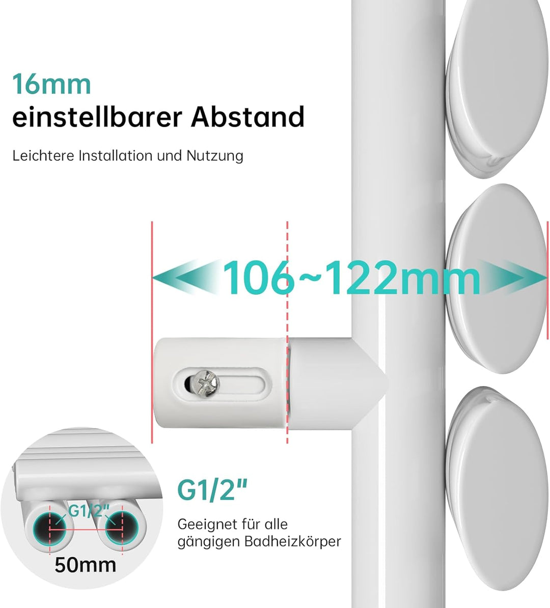 EMKE Oval Badheizkörper Handtuchhalter 1740x600 mm, Handtuchheizkörper Seitenanschluss Handtuchwärme