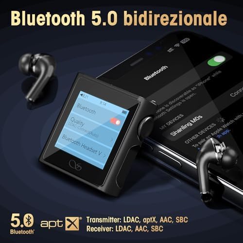 SHANLING M0s Hi-Fi-MP3-Player, Mini-DAC,AMP HD-Touchscreen, Bluetooth 5.0, unterstützt verlustfreien