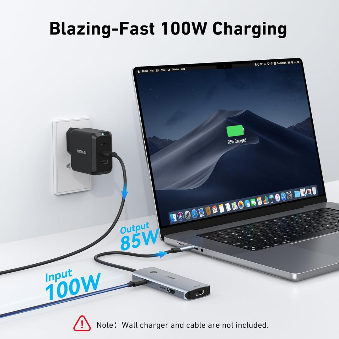 USB C Docking Station Dual HDMI Adapter, MOKiN 6 in 1 USB C Hub, Laptop DockingStation Dual Monitor