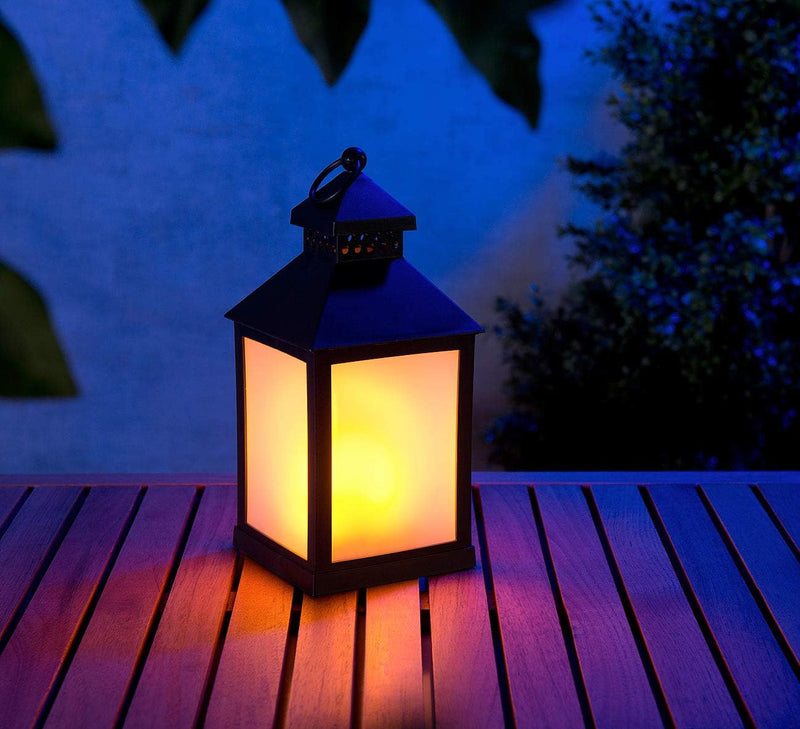 Lunartec Flackerlicht LED: 2er Pack LED-Laterne mit realistischem Flammenspiel und Timer (Laterne mi