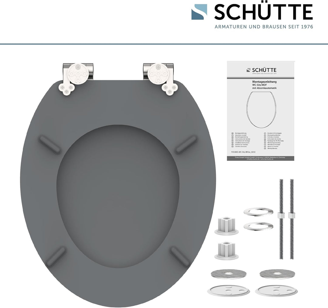 SCHÜTTE WC-Sitz mit Absenkautomatik aus Holz, hochwertiger Toilettendeckel mit 175kg Belastbarkeit,