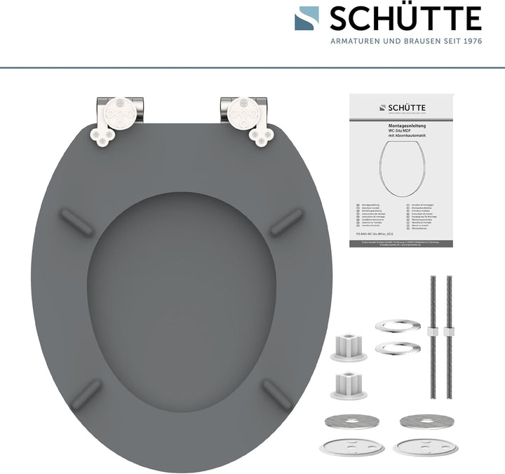 SCHÜTTE WC-Sitz mit Absenkautomatik aus Holz, hochwertiger Toilettendeckel mit 175kg Belastbarkeit,