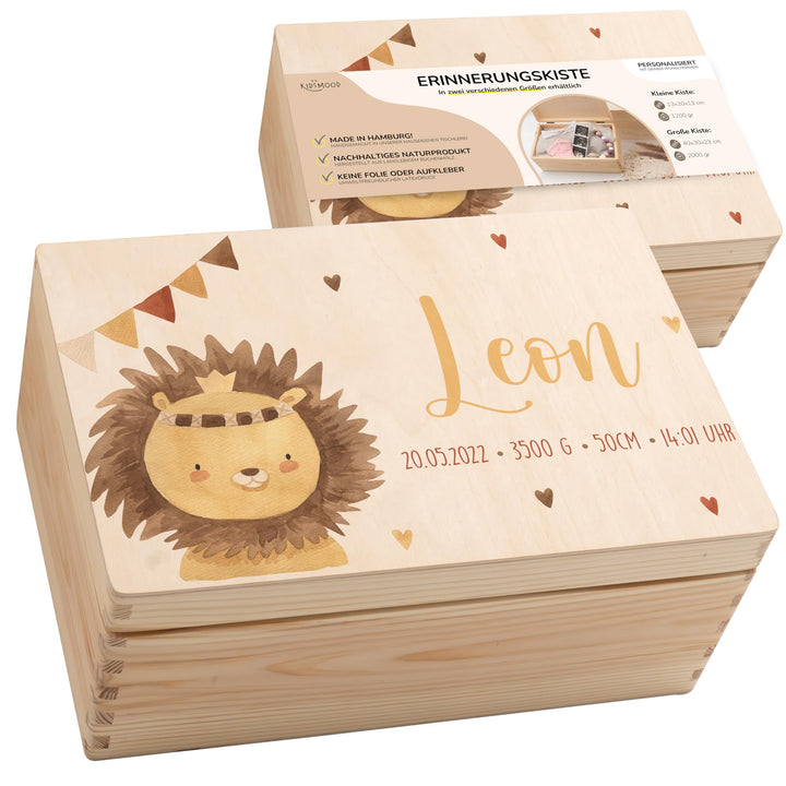KIDSMOOD - Erinnerungsbox Baby, personalisierte Holzkiste mit Deckel, Ideal zur Aufbewahrung von Eri
