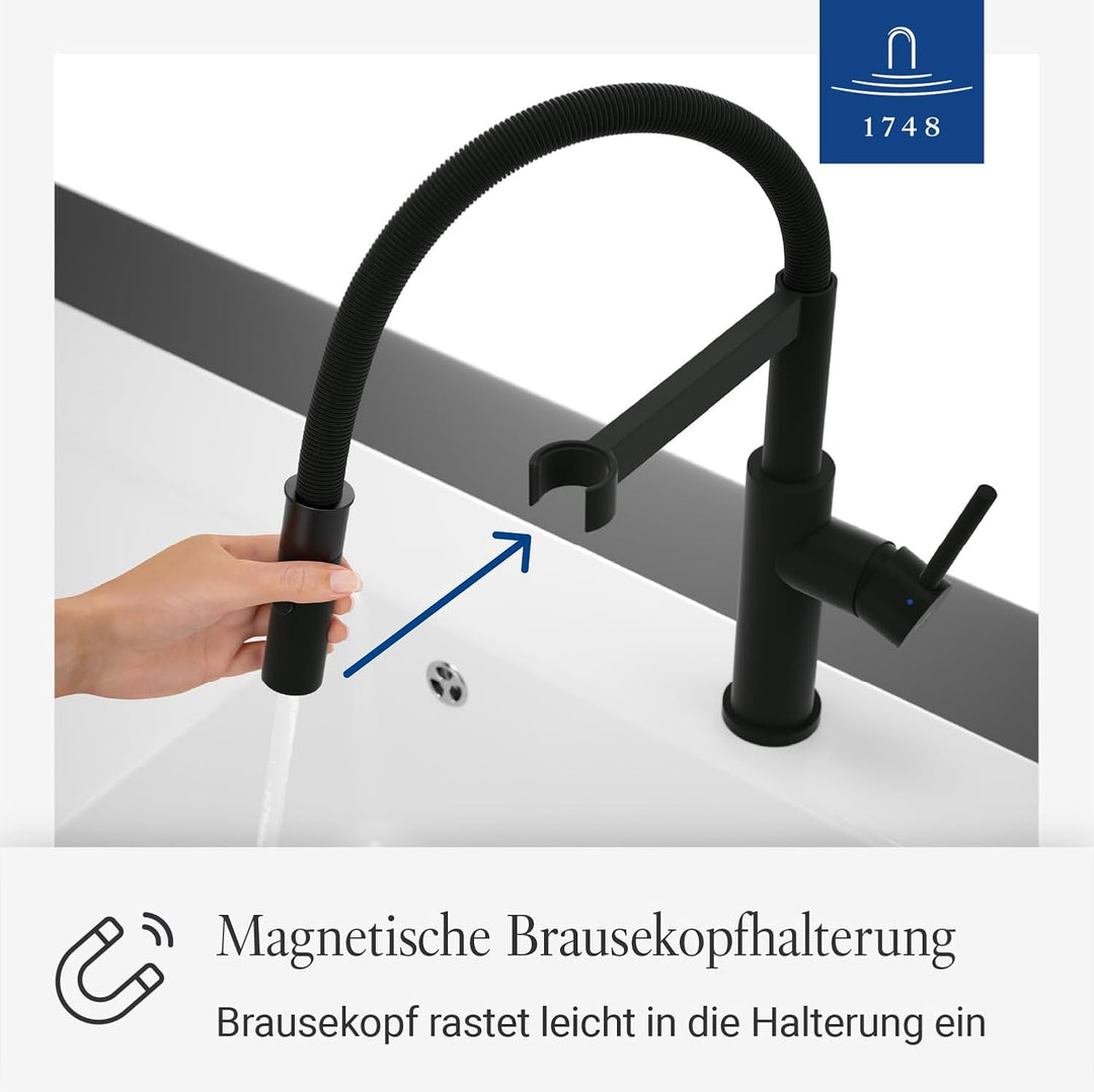 Villeroy & Boch Steel Expert 2.0 Küchenarmatur, Hochdruck, Wasserhahn Küche mit Umschaltfunktion und