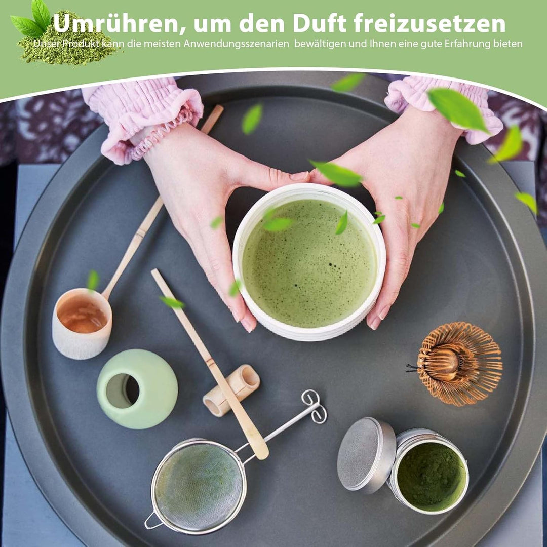 5 Stück Matcha Tee set, Matcha set mit Matcha Besen, Matcha Schale aus Keramik, Bambusbesen Matcha B
