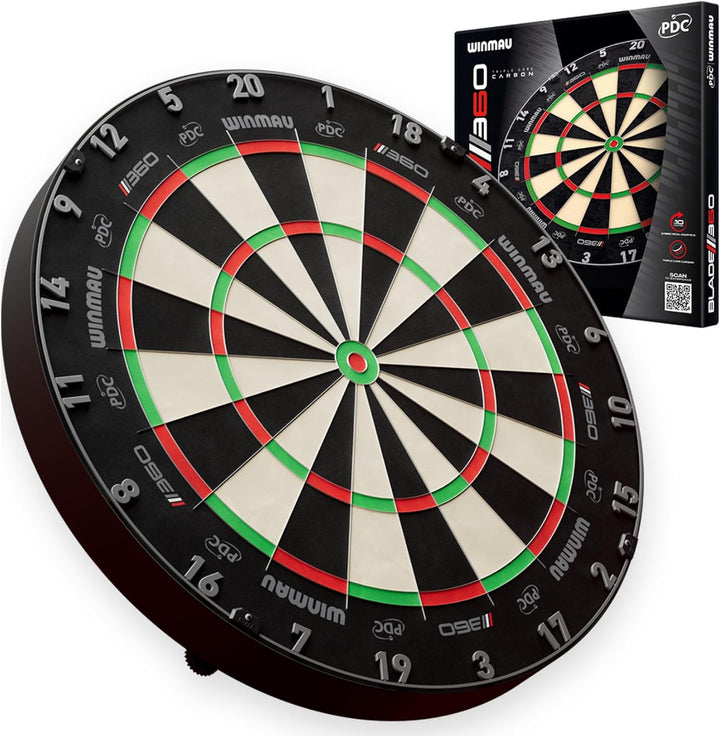 WINMAU Dartscheibe - Blade 6 | Blade 360 Dartscheibe - Triple Core Carbon Serie - Professionelle PDC
