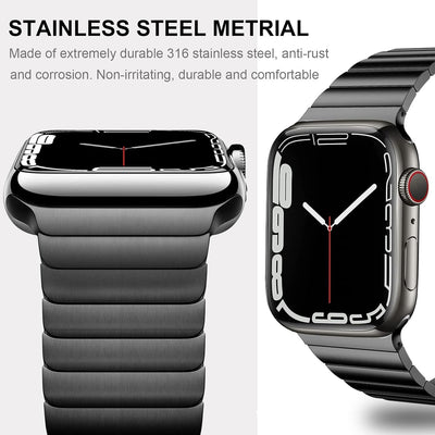 Miimall Kompatibel mit Apple Watch 38mm 40mm 42mm 44mm Armband, Edelstahl Metall Verstellbares Ersat