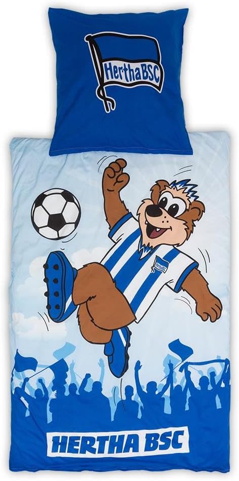 Hertha BSC Berlin Bettwäsche ** Herthinho ** in 135 x 200 cm und 80 x 80 cm, Baumwolle, Reissverschl