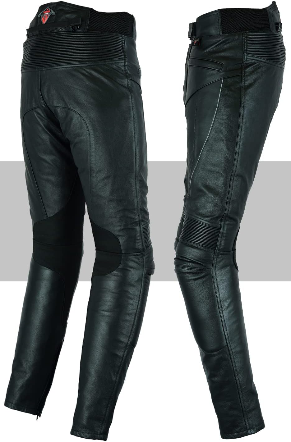 TEXPEED motorradhose leder wasserdicht herren mit protektoren - Schwarz Vollnarbiges Lederhose echtl